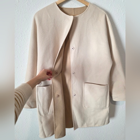 Maxmara Neutral Wool Oversized Reversible Coat 2 - Picture 6 of 10